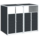 vidaXL Mülltonnenbox für 2 Tonnen Anthrazit 144x81x113 cm Stahl, 2er...