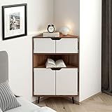 DlandHome Eckschrank mit 4 Ebenen, freistehende Aufbewahrungsmöbel mit Türen...