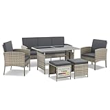 Juskys Polyrattan Gartenmöbel Sitzgruppe Turin Set 6 teilig - 7 Personen -...