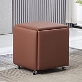 5-in-1 stapelbarer Ottomanen-Hocker mit Schwenkrollen und beweglichem Design für...