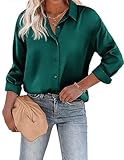 Beyove Damen Bluse Satin Seide V-Ausschnitt Hemden Elegant Langarm Business Oberteile mit...