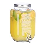 Relaxdays Getränkespender 8 l, Glas, Zapfhahn, Retro Saftspender Gastro, Vintage...