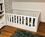 Mandrele - Montessori Bett, Bodenbett mit Türen, Rausfallschutz Bett, Kinderbett,...