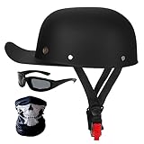 Halbschalenhelm Motorradhelm ECE-Zulassung Baseball Cap Mit Fahrradbrille...