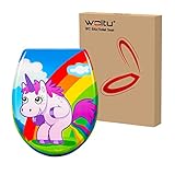 WOLTU WC Sitz mit Absenkautomatik,Toilettensitz Motiv, Toilettendeckel aus Duroplast,...