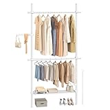 SONGMICS Teleskopstange Kleiderständer, 3-stufige Garderobe, höhen- und...