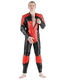 Bockle® New RED 5 Gay-Zip Suit Gay CSD Lederhose Motorrad Biker, Size: 54