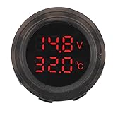 Dual Display Temperatur Voltmeter Klar Stabile Anzeige Wasserdicht Einfache Installation...