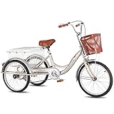 Dreirad für Erwachsene, 20 Zoll, dreirädriges Fahrrad mit großem Korb,...