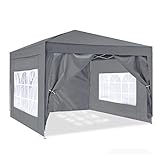 ISE Pavillon 3x3 mit Seitenwänden, Faltpavillon stabil inkl.Tragtasche, Pavillion...