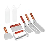 DKSooozs Grillspatel Edelstahl-Grillgeschirr - 8 Stück Hochleistungs-Edelstahlspatel-Set...