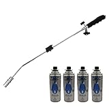 Unkrautvernichter Unkrautbrenner Unkrautreiniger Brenner + 4x Gaskartuschen 227g MSF-1a...