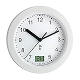 TFA Dostmann Analoge Badezimmer Uhr Funk, 60.3501, mit digitaler Temperaturanzeige,...