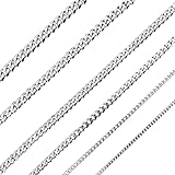 GoPaw Herren Damen Panzerkette Halskette, Herren Edelstahl Panzerkette, Silber Farbe...