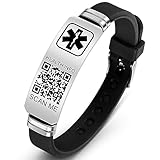 Theluckytag Medizinisches Armband mit QR-Code-Notfall-ID, aus Silikon, wasserdicht, passt...