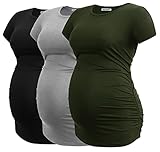 Smallshow Damen Umstandsmode Tops Seitlich Geraffte Schwangerschafts Umstandstop 3er Pack...