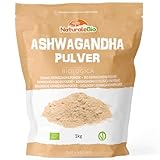 NaturaleBio - Bio-Ashwagandha-Pulver 1kg - Indisches Ginseng-Pulver für eine...