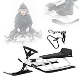 ECD Germany Lenkschlitten in Weiß, Kinderschlitten Rodel ab 5 Jahre, Skibob für...