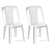 2 Stück Monoblock Stuhl Stapelstuhl Gartenstuhl Bistrostuhl Gartensessel stapelbar...