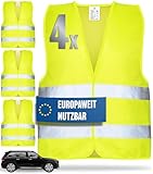 HELDENWERK Auto Warnweste 4er Set für Erwachsene europaweit einsetzbar - Reflektierende...