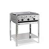 Gasbräter 11kW 3-flammiger Edelstahl-Brenner Standmodell mit Stahlpfanne...