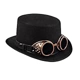 Boland 54500 - Hut Steamgoggles, Zylinder, abnehmbare Schweißer-Brille,...
