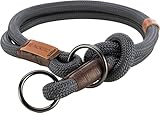 TRIXIE Zug-Stopp Hundehalsband BE NORDIC L-XL dunkelgrau / braun – bequemes...