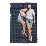 Double Sleeping Pad - Aufblasbare Campingmatte mit eingebautem Kissen | Tragbare...