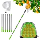 KOMABLEN 2.4M Obstpflücker mit Teleskopstiel, Apfelpflücker mit Edelstahl Teleskoppfahl...