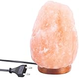 Lunartec Salzlampe: LED-Salzkristall-Lampe mit Echtholzständer,...