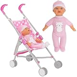 Dolly Tots Einzelner Puppenwagen mit Puppe ab 2 Jahre| Spielzeug Puppenbuggy |...