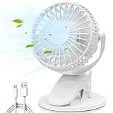 COZII Mini Ventilator mit Clip, USB Ventilator Klein Tischventilator mit Akku, 3...