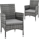 tectake® 2er Set Gartenstuhl aus Polyrattan, Gartenmöbel Set mit 2 Sessel,...