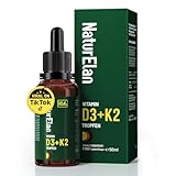 Vitamin D3 K2 hochdosiert Tropfen - 50ml, 1000 I.E. Vitamin D3 pro Tropfen, vegetarisch,...