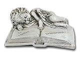 Bambelaa! Grabschmuck Deko Trauerartikel Grab-Engel auf Buch Grau Steinharz...