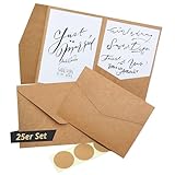Japun - 25 Pocketfold blanko Kraft-Papier Karten inkl. Briefumschläge (DIN B6),...