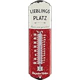LANOLU Blechschilder Thermometer retro LIEBLINGSPLATZ Schild Garten außen -...