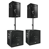 Vonyx PA Lautsprecher Set, Passive Musikboxen, DJ Equipment, 1700 Watt 2X Subwoofer, 2X...