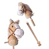 TE-Trend Hobby Horse 95cm - Stockpferd für Kinder mit Soundfunktion - rollendes...