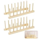 2 Stk Tellerständer Geschirr Topfdeckelhalter Holz Tellerhalter Abtropfständer...
