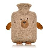 Wärmflasche mit Bezug, 1L Wärmflasche Kinder Groß mit Kuschelweichem Bezug,...