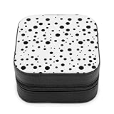 Jubonexis Kleine Schmuckschatulle, Schwarz und Weiß, Punkte, tragbar, PU-Leder,...