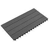 Ausla Terrassenfliesen, 60 x 30 cm Schwarz Schwarze Terrassenfliesen für Balkone für...