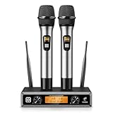 TONOR Wireless Funkmikrofon UHF Professionelles dynamisches drahtloses Dual Mikrofon,...