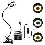 URAQT Klemmleuchte LED,360° Schwanenhals Klemmlampe 8W Dimmbar 3...