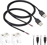 joonnair 2 DIY Lötbar Stromkabel, USB blanker Kabel 22 AWG USB Pigtail, 2...