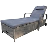 Calma Lux® Gartenliege Sonnenliege Rattanliege mit Stauraum neigbarer...