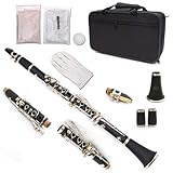WUQIMUSC Bb Klarinette für Schüler Ebonit Holz B Flach 17 Schlüssel Nickel Plated...
