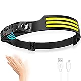 DAWINSIE Stirnlampe LED Wiederaufladbar USB, Intelligenter Sensor Kopflampe mit 5...