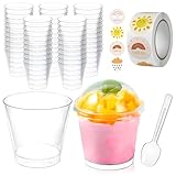 50 Stück Dessertbechern Plastik Dessertbecher mit Löffeln Wiederverwendbar Desserttassen...